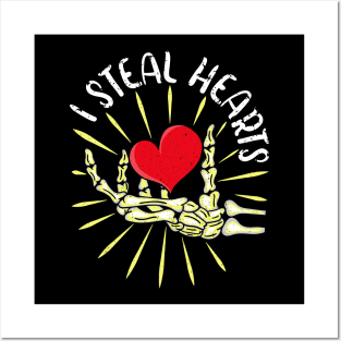 I Steal Hearts Skeleton Hand Valentines Day Funny Pajama Posters and Art